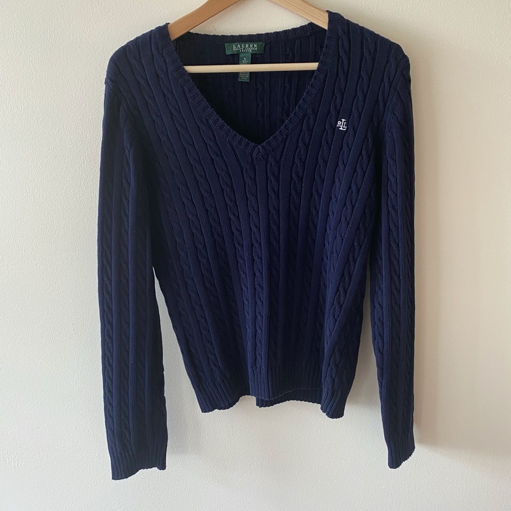 Ralph Lauren Cable V Neck Sweater
